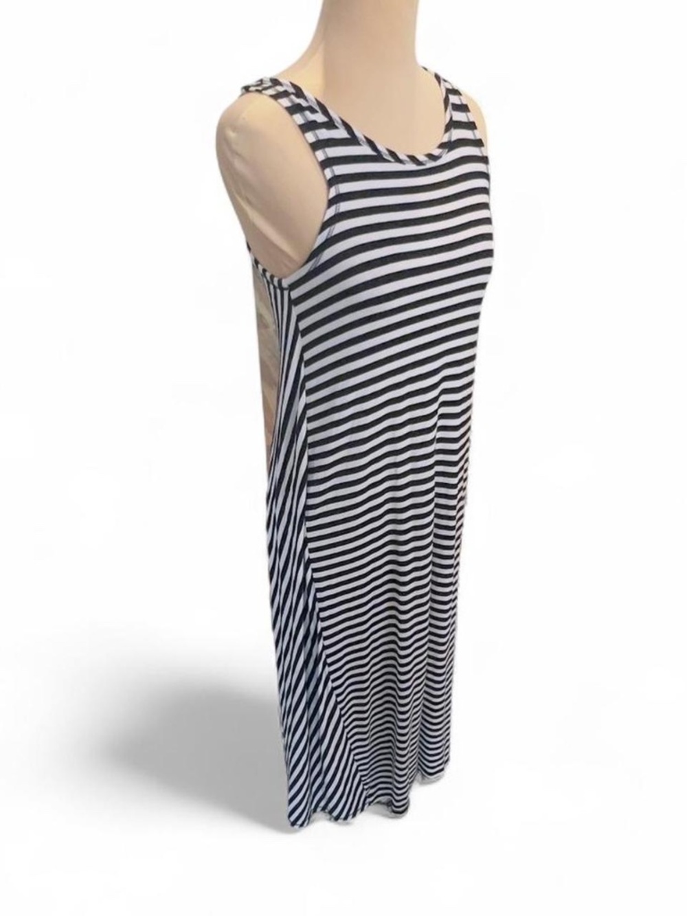 Flattering Black & White Striped Maxi Dress by Premise in XS